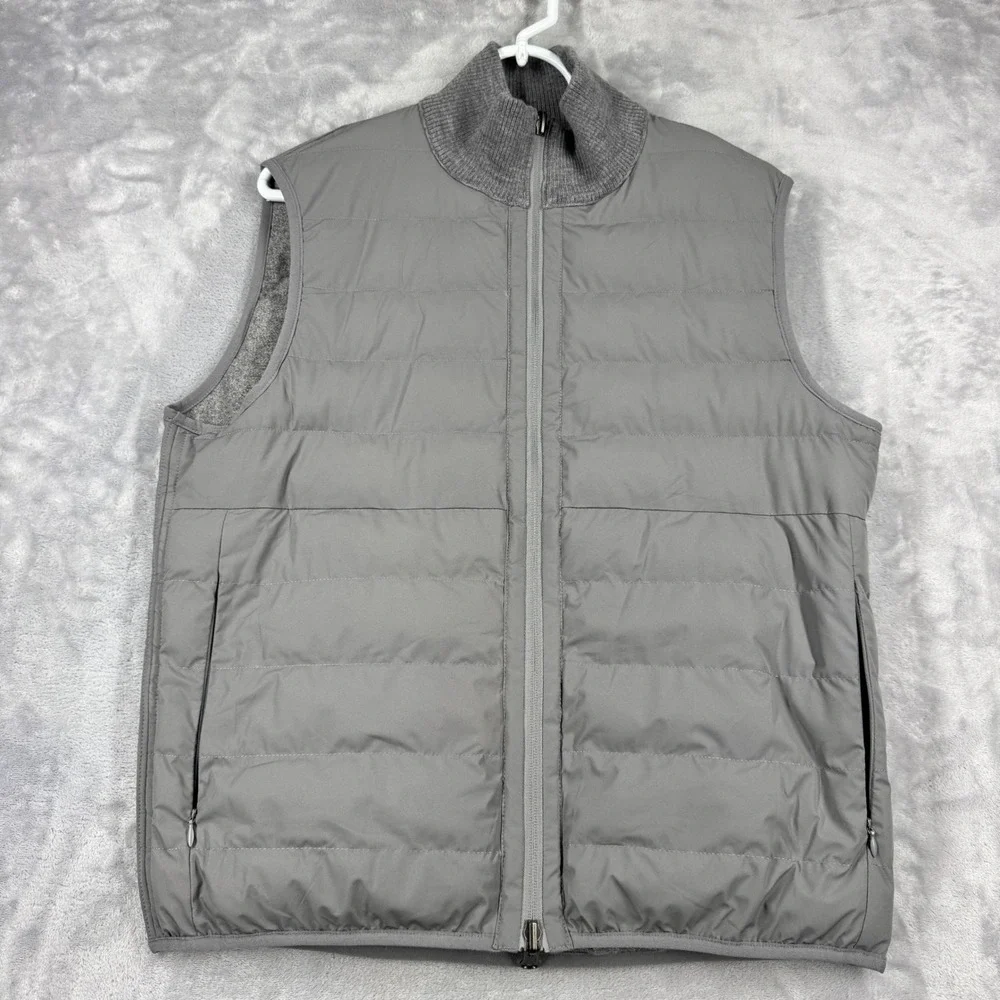 COLLARS & CO Regent Reversible Quilted Wool Vest Mens S Heathered Grey NWOT